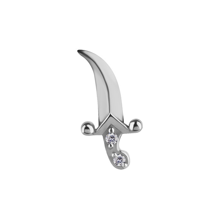 Attachment push in - dagger with white zircons - CoCr NF - silver - PI-011