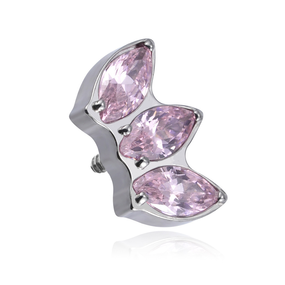 Titanium attachment with pink cubic zirconias - sterling silver - TNA-081
