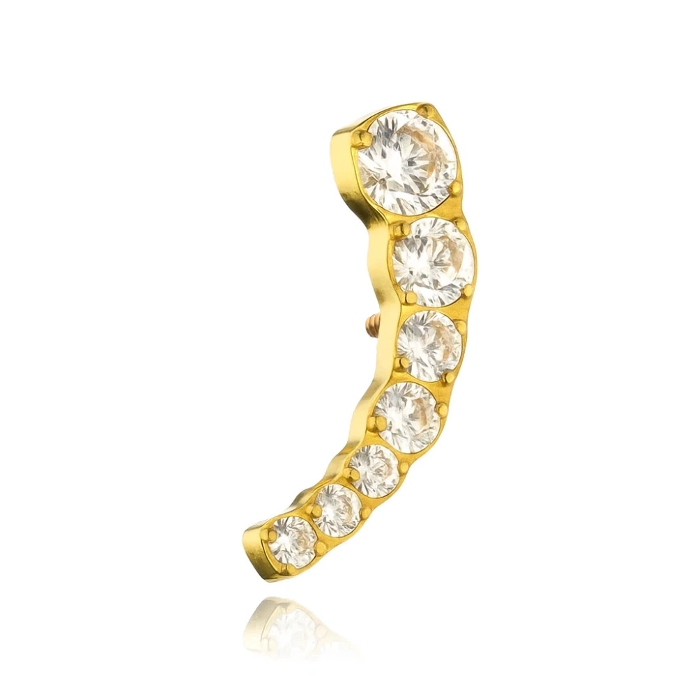 Titanium attachment with white zircons - gold - TNA-102