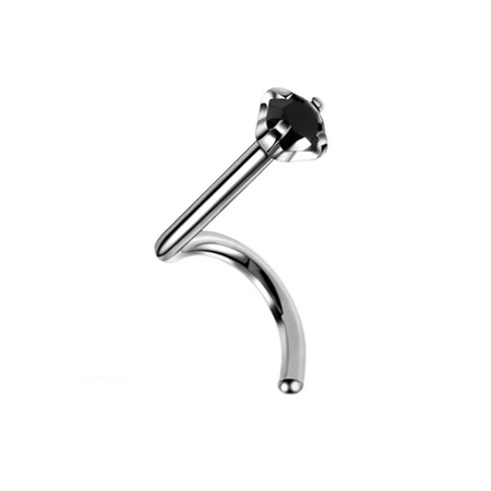 Titanium nose screw with black zirconia - silver - TN-010