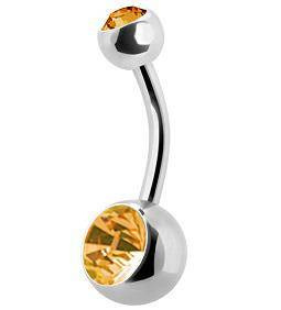 Belly button ring with gold zirconia - KP-001-18