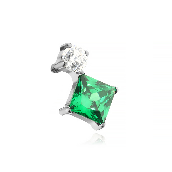 Titanium attachment with white and green zirconia - silver - TNA-135
