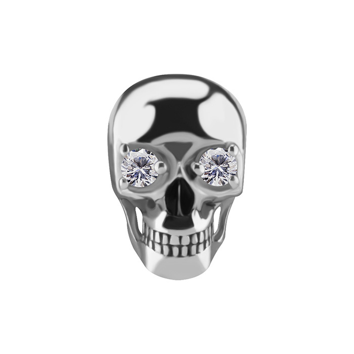 Attachment push in - skull with white zircons - CoCr NF - silver - PI-014