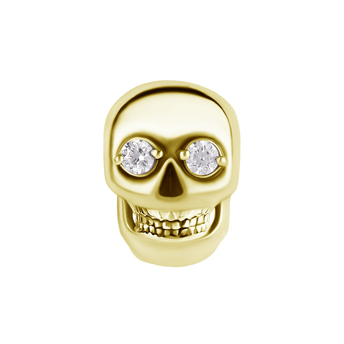 Attachment push in - skull with white zircons - CoCr NF - gold - PI-005
