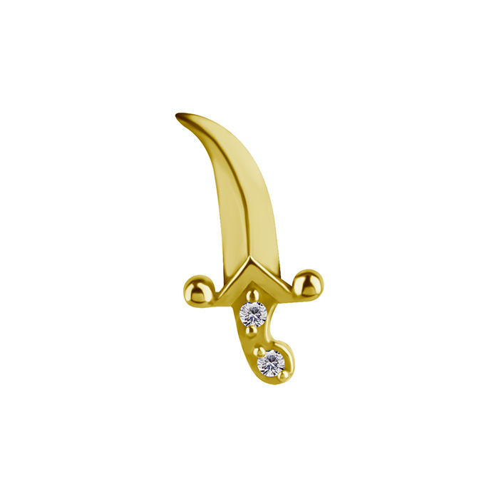 Attachment push in - dagger with white zircons - CoCr NF - gold - PI-011