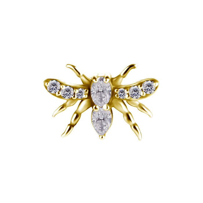 Attachment push in - flying insect with white zirconia - CoCr NF - gold - PI-018