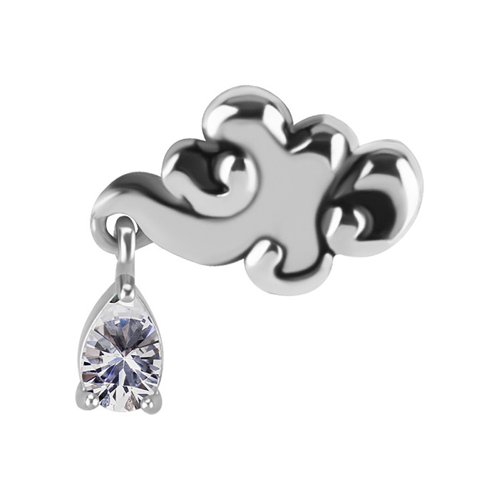 Attachment push in - cloud with white zirconia - CoCr NF - silver - PI-009