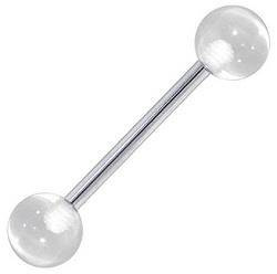 Tongue piercing - transparent - 1.6/16/6 - KJ-046