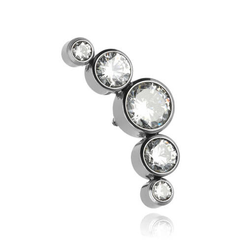Titanium attachment cluster with white zircons - silver - TNA-033