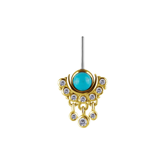 Attachment 18K gold with turquoise and white cubic zirconia and topaz - GD18K-068