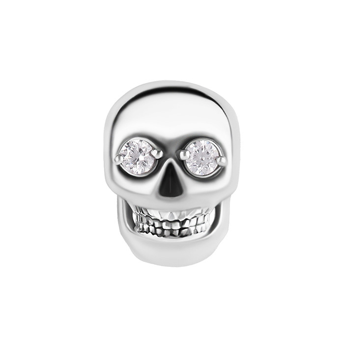 Attachment push in - skull with white zircons - CoCr NF - silver - PI-005