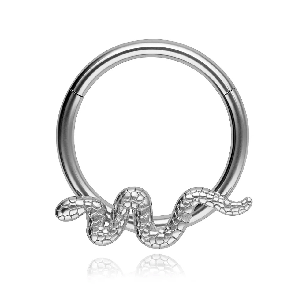 Silver snake clicker ring - K-039