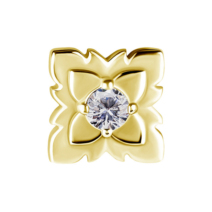 Attachment push in - flower with white zirconia - CoCr NF - gold - PI-026