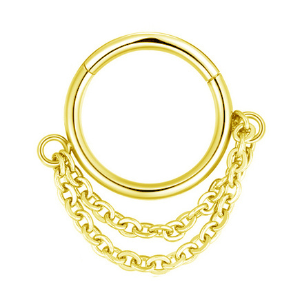 Ring clicker ornamental - chain - gold - K-028