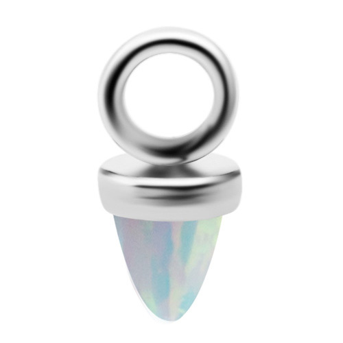 Titanium Charms with white opal - silver - D-058