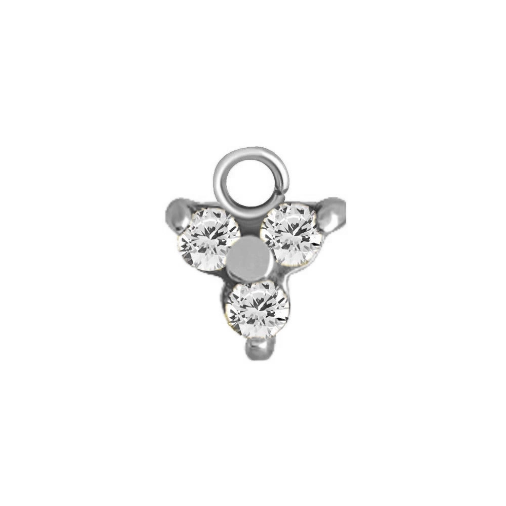 Charms - CoCr NF - triangle with white PREMIUM zircons - silver - D-006