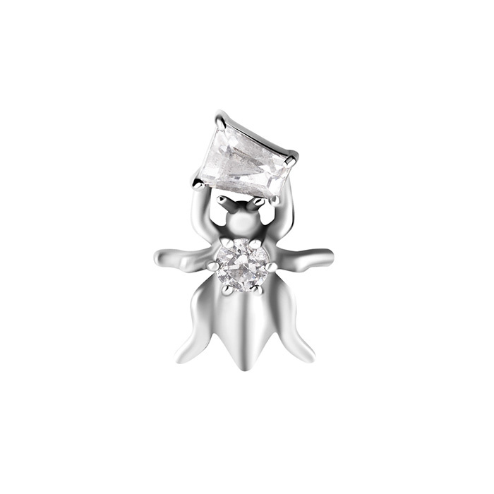 Attachment push in - beetle with white zirconia - CoCr NF - silver - PI-016