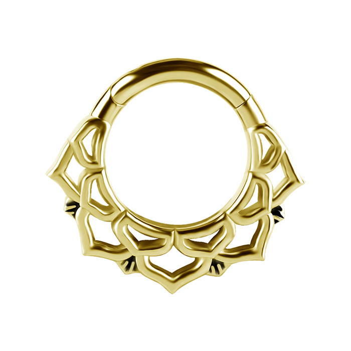 Piercing ring clicker mandala - 18K gold - GD18K-055
