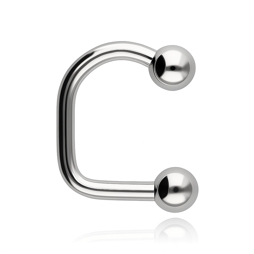 Titanium horseshoe earring - silver - female thread - TKP-002