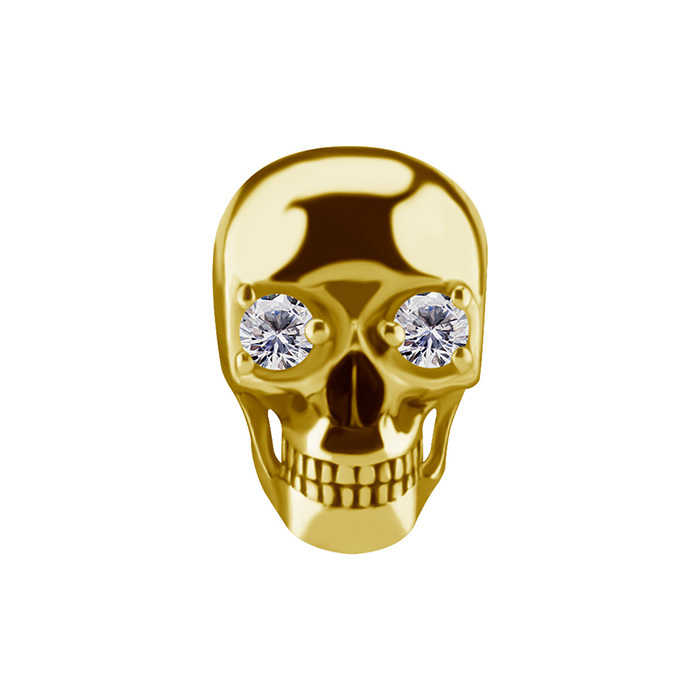 Attachment push in - skull with white zircons - CoCr NF - gold - PI-014
