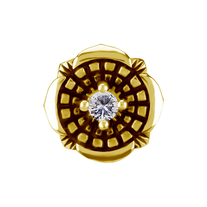 Attachment push in - flower with white zirconia - CoCr NF - gold - PI-015