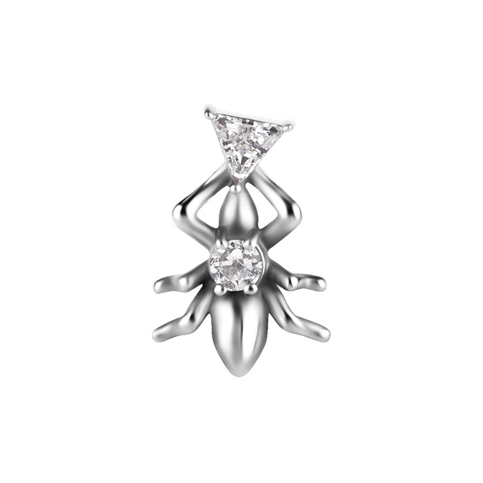 Attachment push in - beetle with white zirconia - CoCr NF - silver - PI-017