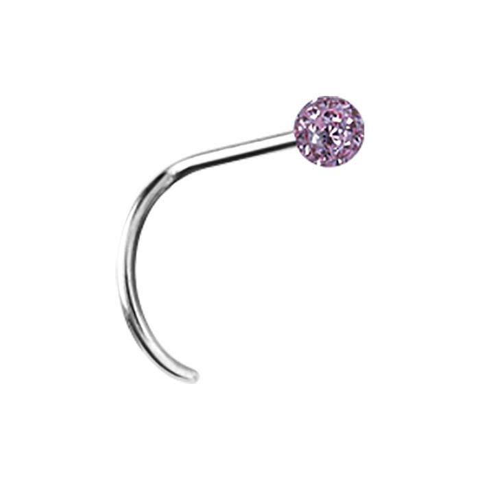 Titanium nose stud with white zirconia - TN-016