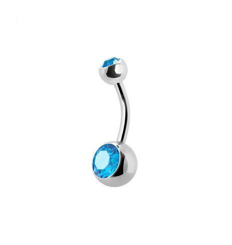 Belly button ring with blue zirconia - KP-001-12
