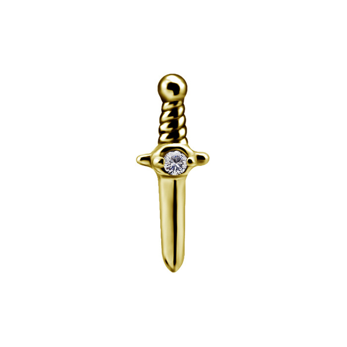 Attachment push in - dagger with white zircons - CoCr NF - gold - PI-012