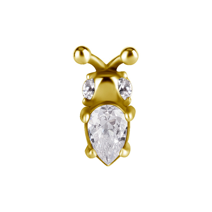 Attachment push in - beetle with white zirconia - CoCr NF - gold - PI-004