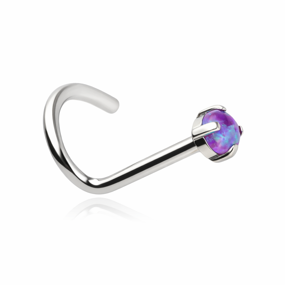 Titanium nose stud with blue opal op05 - TN-005