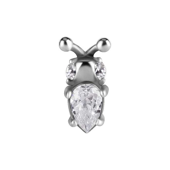 Attachment push in - beetle with white zirconia - CoCr NF - silver - PI-004