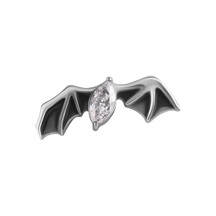 Attachment push in - bat wings with white zirconia - CoCr NF - silver - PI-008