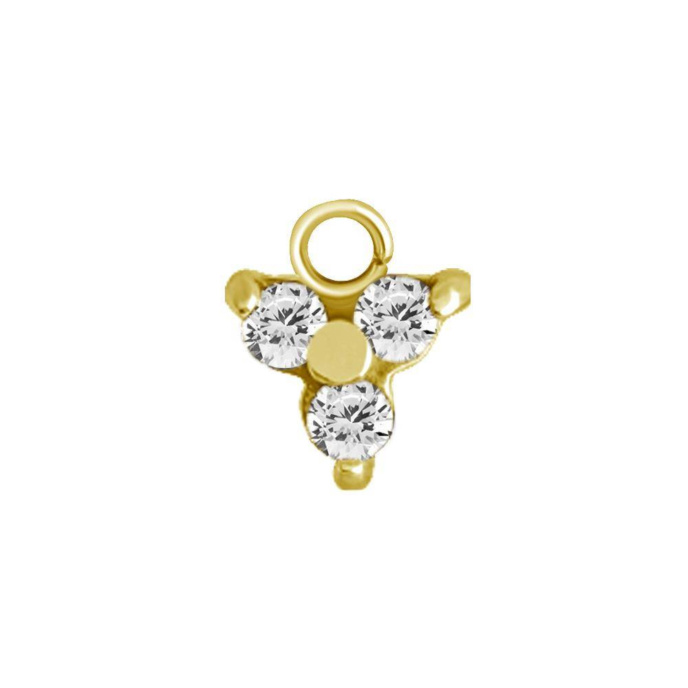Charms - CoCr NF - triangle with white PREMIUM zircons - gold - D-006