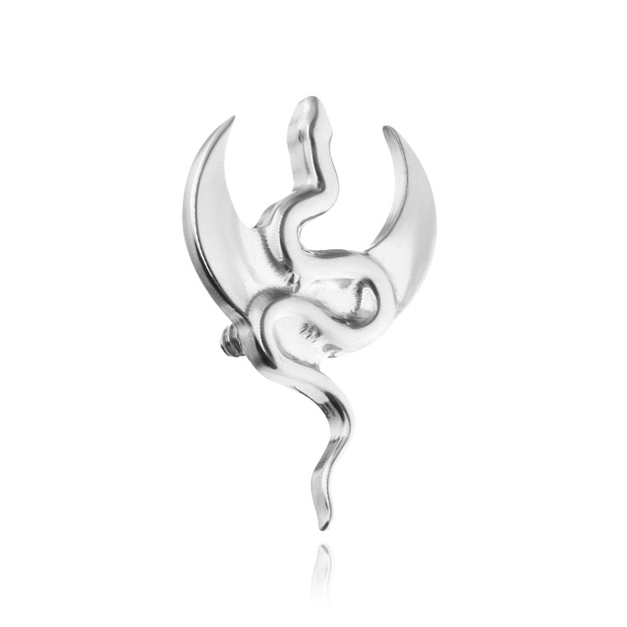Titanium attachment snake cap with moon - silver - TNA-186