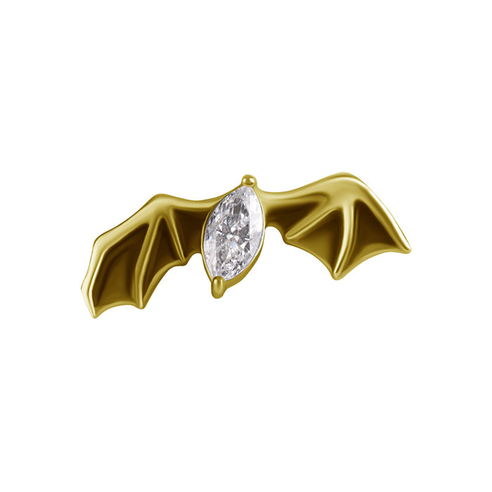 Attachment push in - bat wings with white zirconia - CoCr NF - gold - PI-008