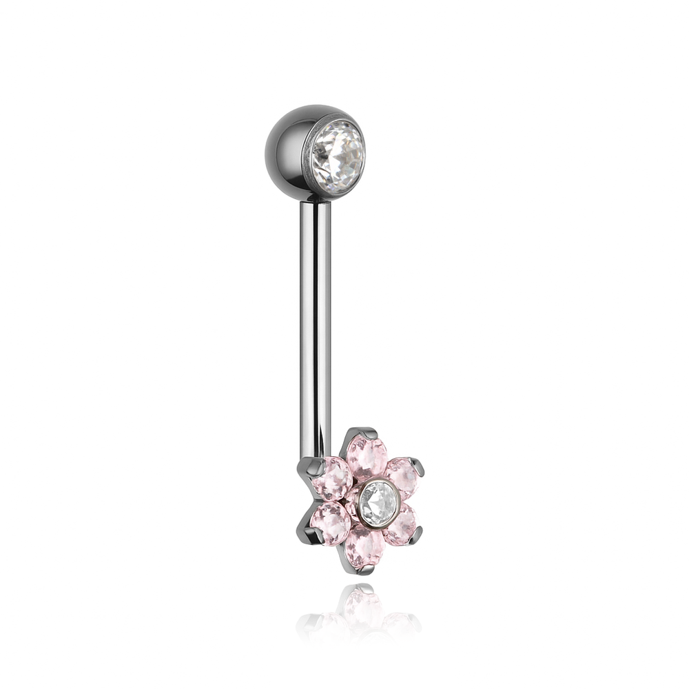 CHRISTINA L flower white zirconia intimate titanium earring - TI-002