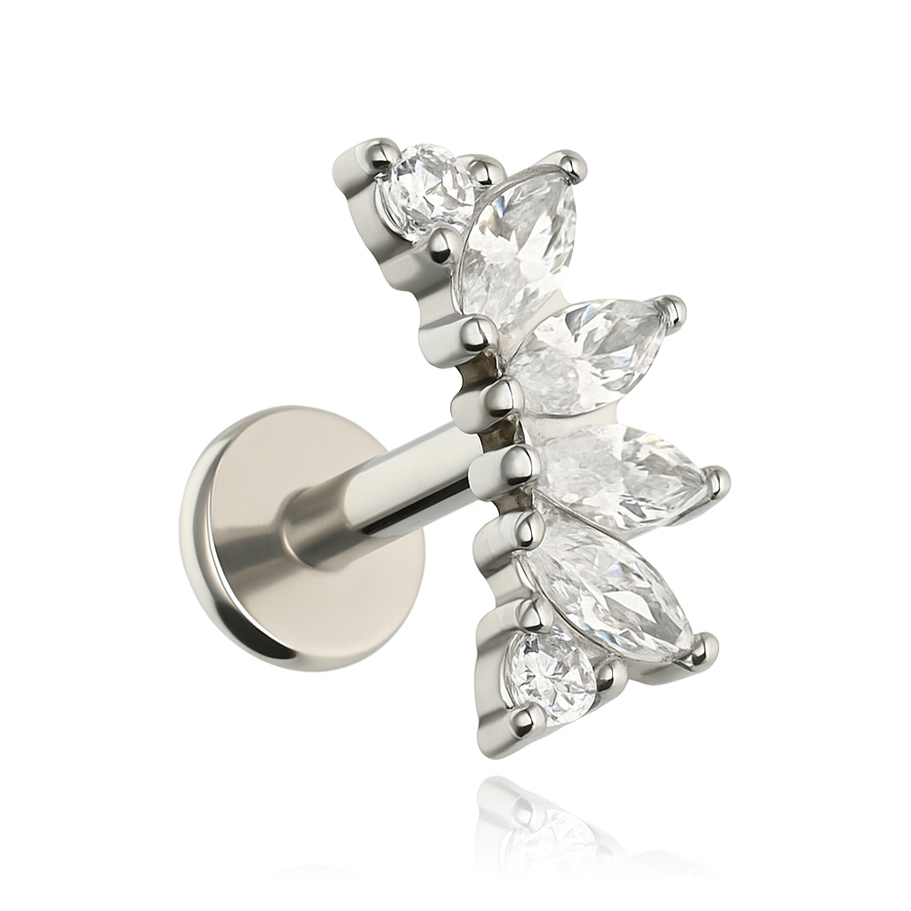 Labret cluster earring with white zircons - gold - LGW-050