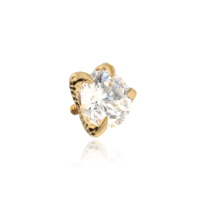 Titanium attachment white zirconia in the claws of a dragon - gold - TNA-097