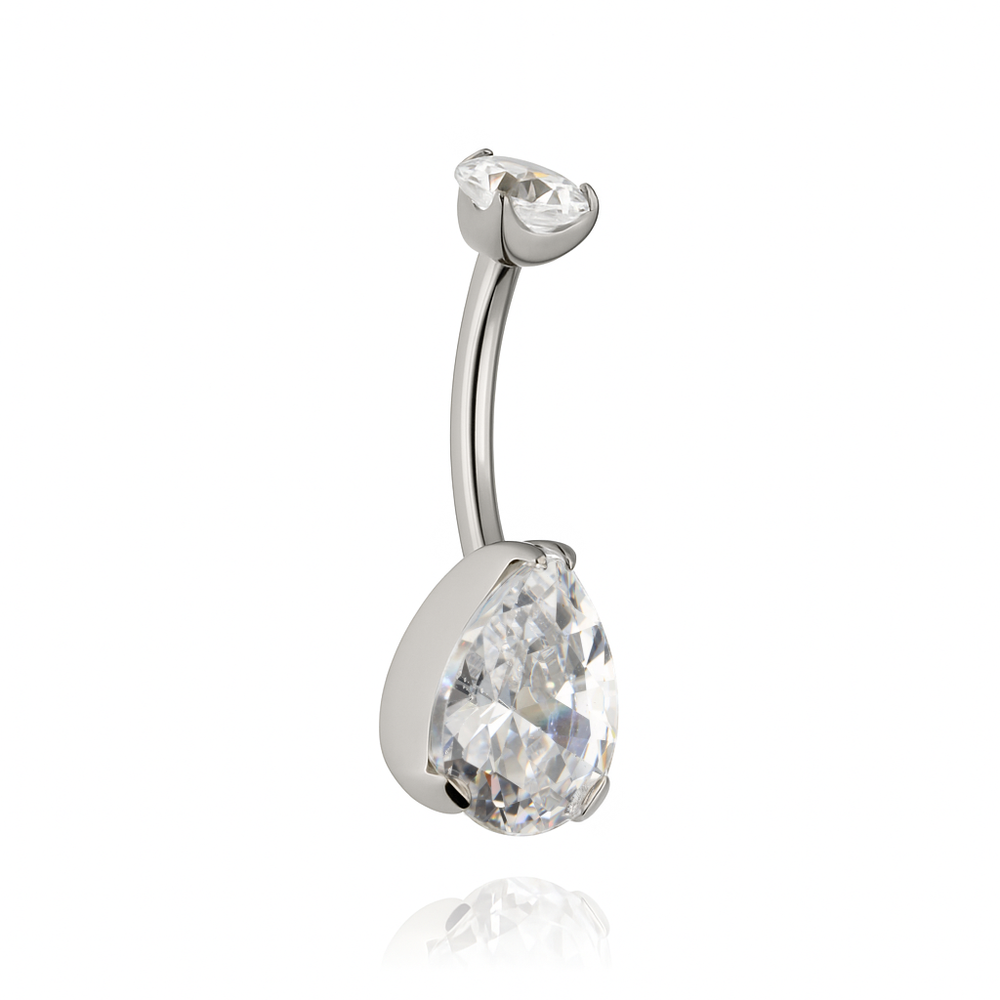 Titanium Belly button ring decorative white - TPP-015