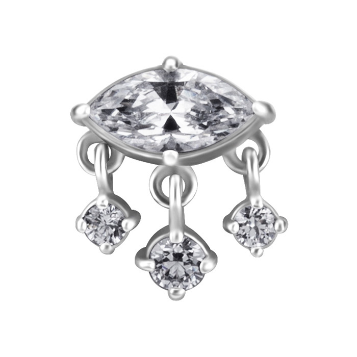 Attachment push in - with white zircons - CoCr NF - silver - PI-010