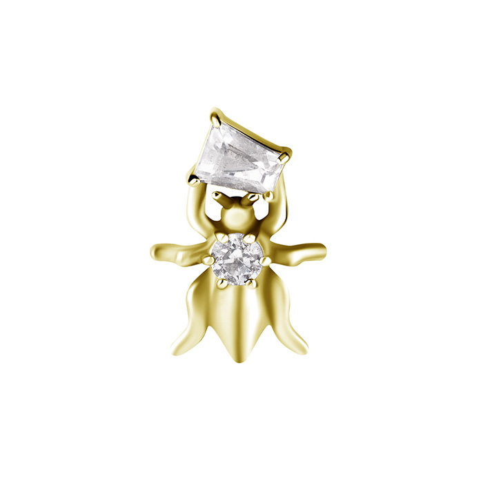 Attachment push in - beetle with white zirconia - CoCr NF - gold - PI-016