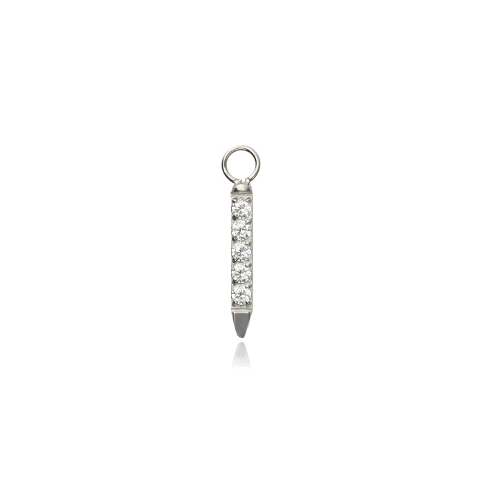 Titanium Charms with white zircons - silver - D-063