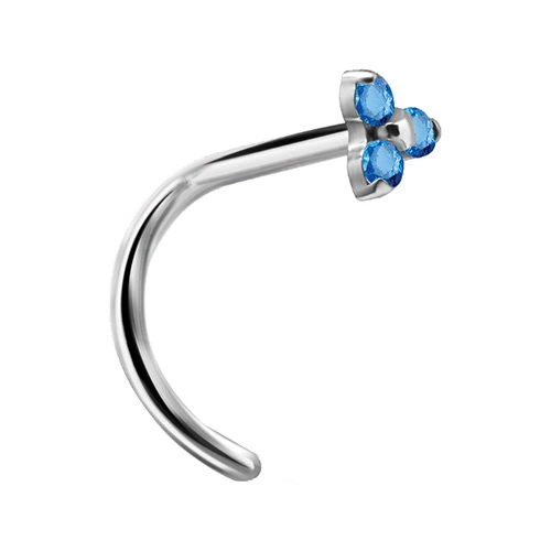 Premium Zirconia titanium nose stud with blue zirconia - TN-017