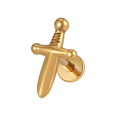 Titanium labret golden dagger - TGW-109