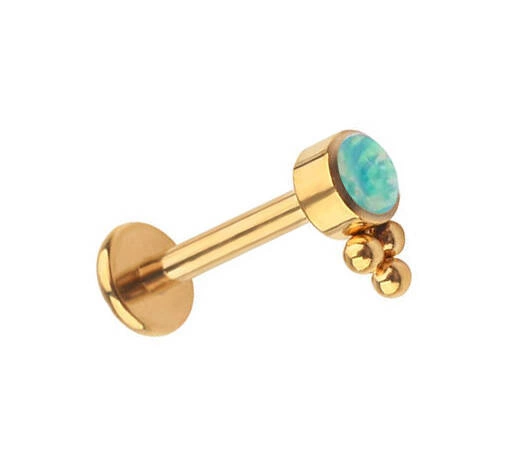 Titanium labret gold with opal OP03 - TGW-065