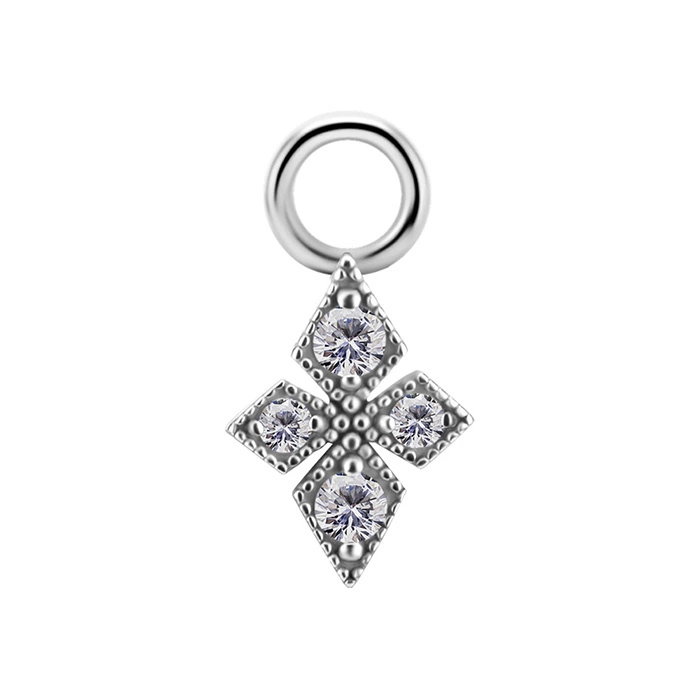 Charms - CoCr NF - triangle with white zircons - gold - D-070