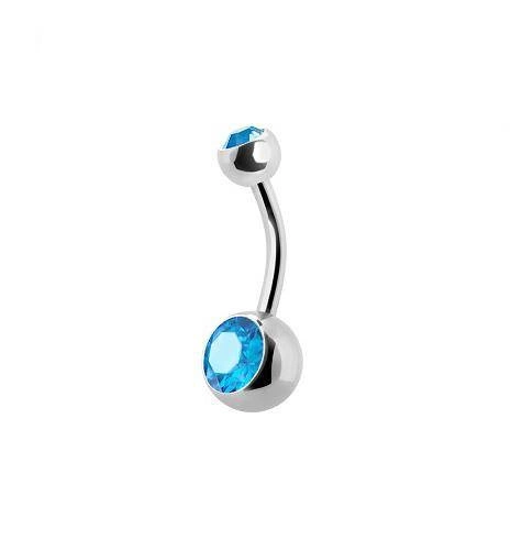 Belly button ring with blue zirconia - KP-001-12