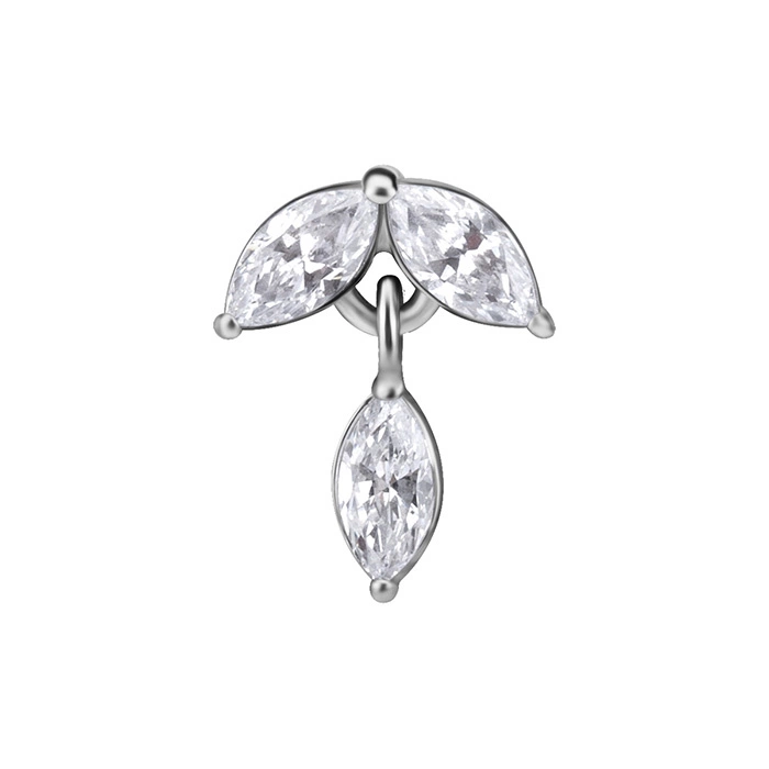 Attachment push in - leaves with white zircons - CoCr NF - silver - PI-024