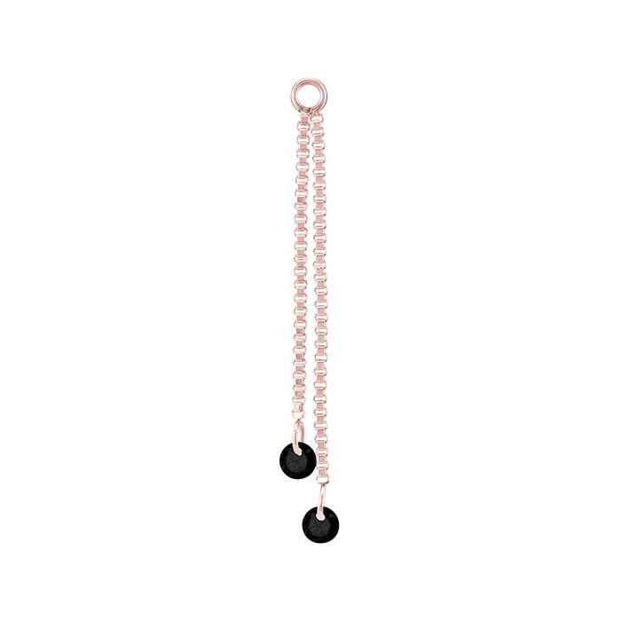 Charms chain with black cubic zirconias - rose gold - D-071